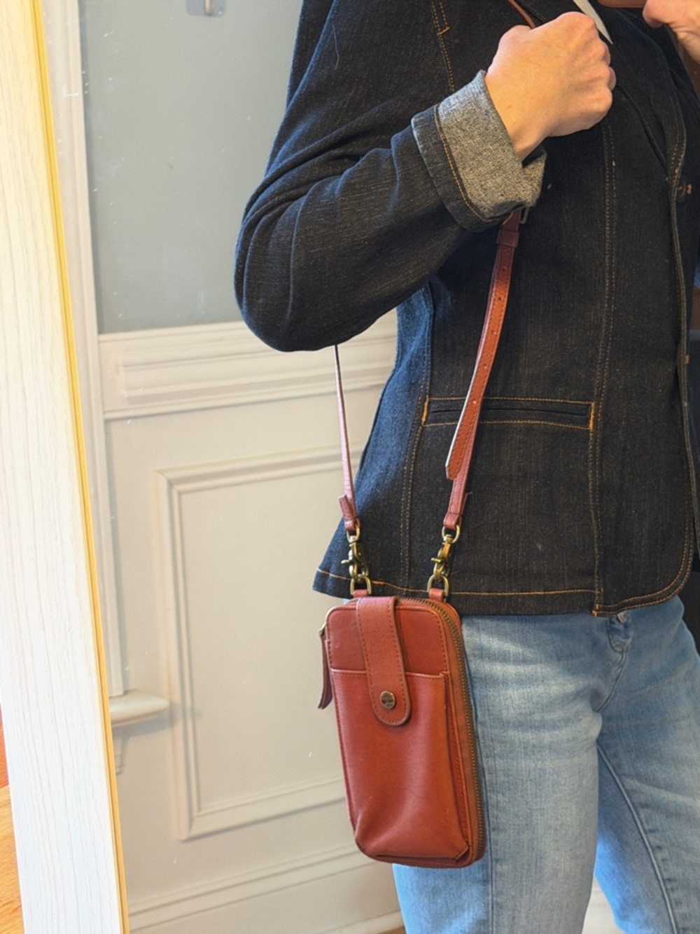 Timberland Minimalist Leather Phone Crossbody Wallet Brown Compact (GUC) - Picture 5 of 17